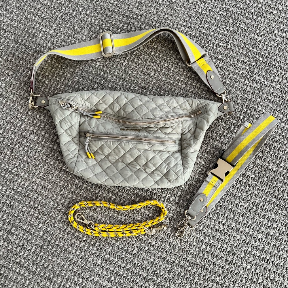 MZ Wallace sling bag, color: atmosphere and sunflower.